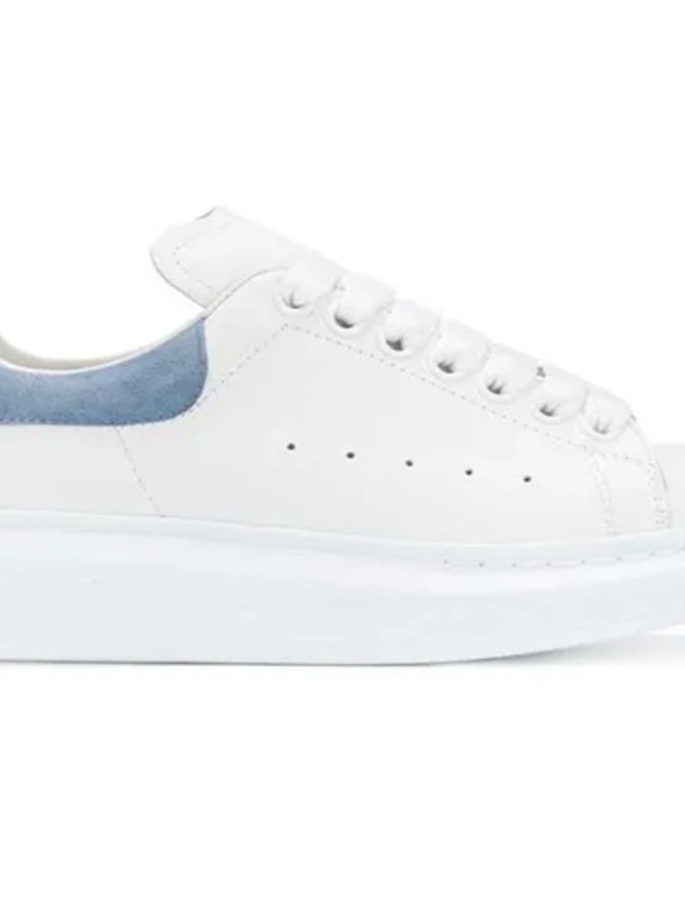 Brand new Alexander mqueen White Leather Low-Top Sneakers with Light Blue Accent